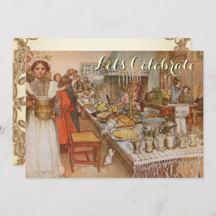 Vintage Christmas Party Carl Larsson Invitation