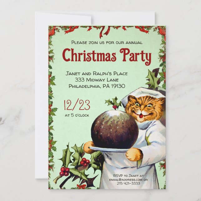 Vintage Christmas Party Customizable Invitation (Front)