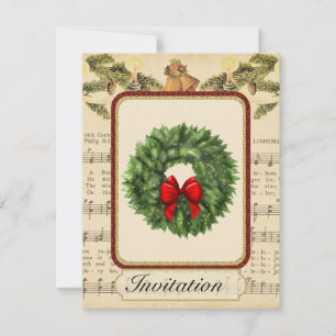 Vintage Christmas Party Invitation with Christmas
