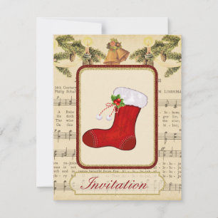 Vintage Christmas Party Invitation with Christmas