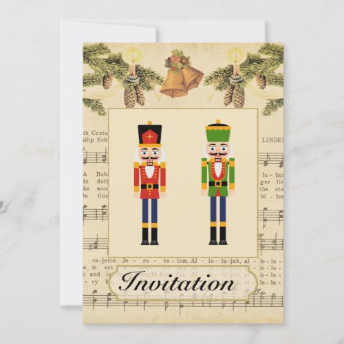 Vintage Christmas Party Invitation with Christmas