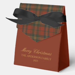Vintage Christmas Party Plaid Classic Family Photo Favor Boxes