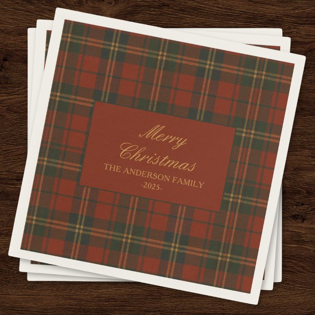 Vintage Christmas Party Plaid Classic Timeless Napkins (Creator Uploaded)
