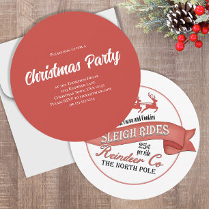 Vintage Christmas Party Santa Claus Custom Invitation