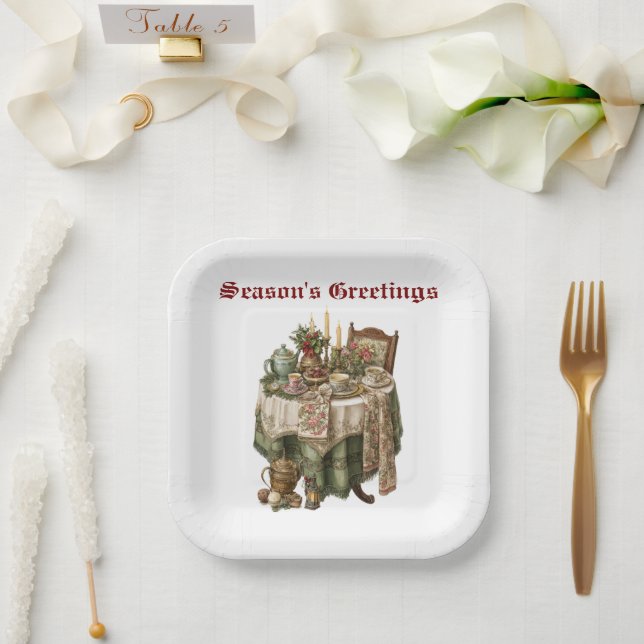 Vintage Christmas Party Tableware Collection Paper Plates (Wedding)