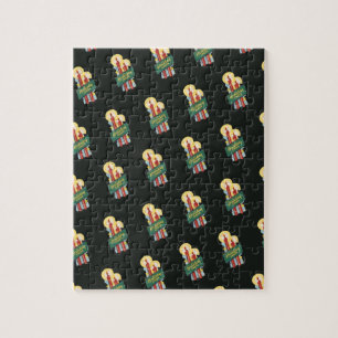 Vintage Christmas Pattern, Candles Holiday Cheer Jigsaw Puzzle