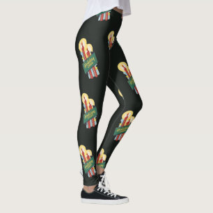 Vintage Christmas Pattern, Candles Holiday Cheer Leggings