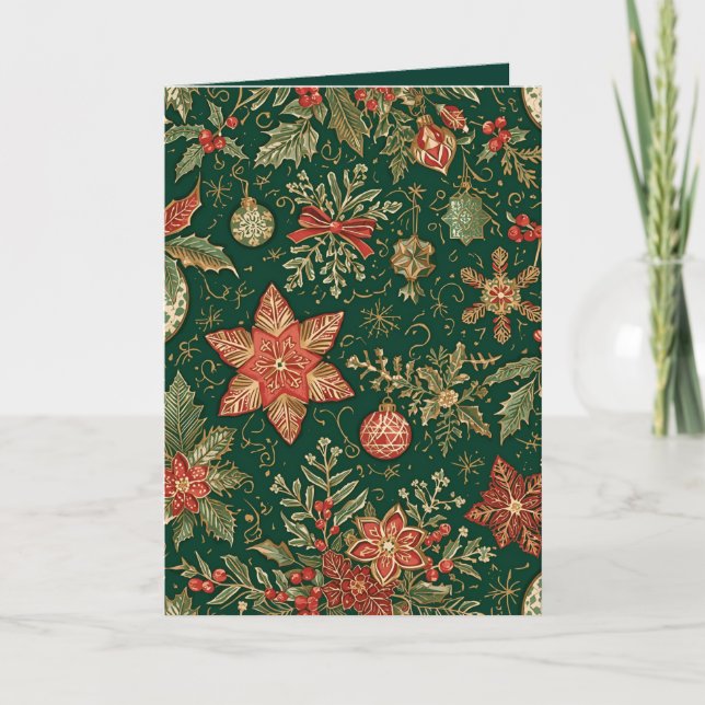 Vintage Christmas Pattern - Folded Greeting Card (Front)