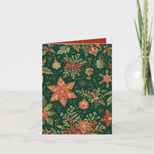 Vintage Christmas Pattern - Folded Note Card