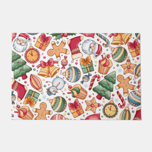 Vintage Christmas Pattern, Happy New Year Doormat