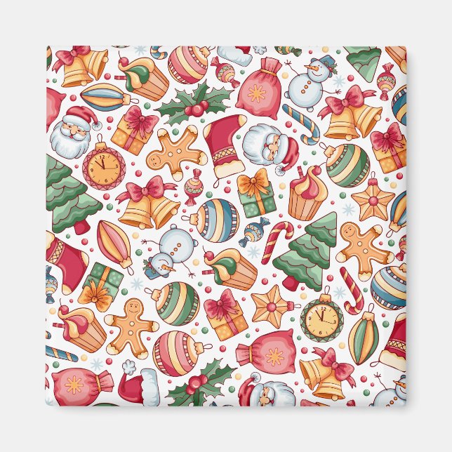 Vintage Christmas Pattern, Happy New Year      Magnet (Front)