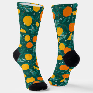 Vintage Christmas pattern lemons and oranges Socks