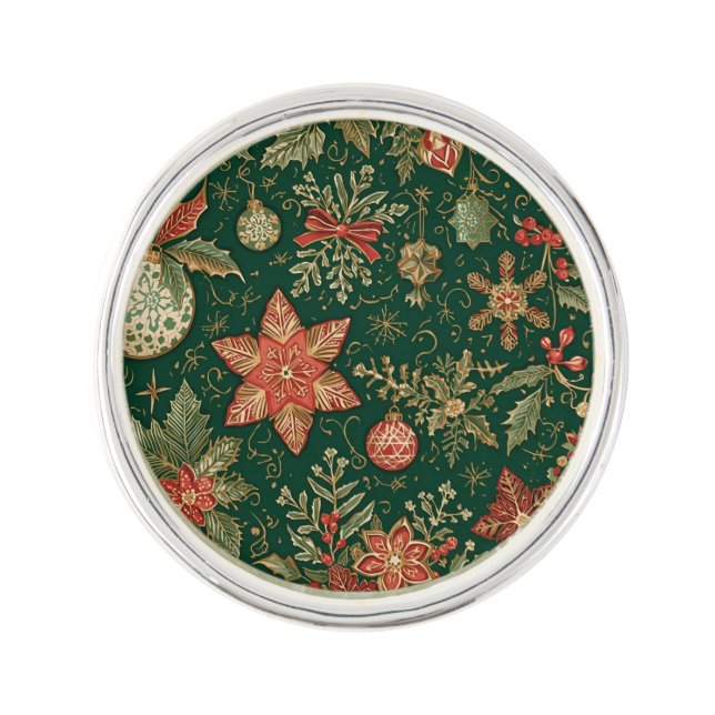 Vintage Christmas Pattern - Planet Jill Lapel Pin (Front)