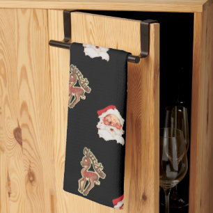 Vintage Christmas Pattern, Santa Claus Kitchen Towel