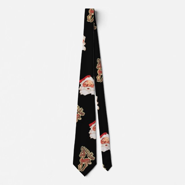 Vintage Christmas Pattern, Santa Claus Neck Tie (Front)