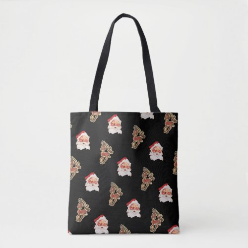 Vintage Christmas Pattern Santa Claus Tote Bag