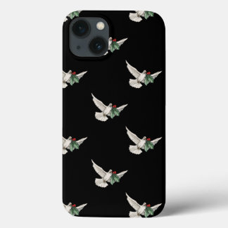 Vintage Christmas Pattern, White Dove for Peace iPhone 13 Case