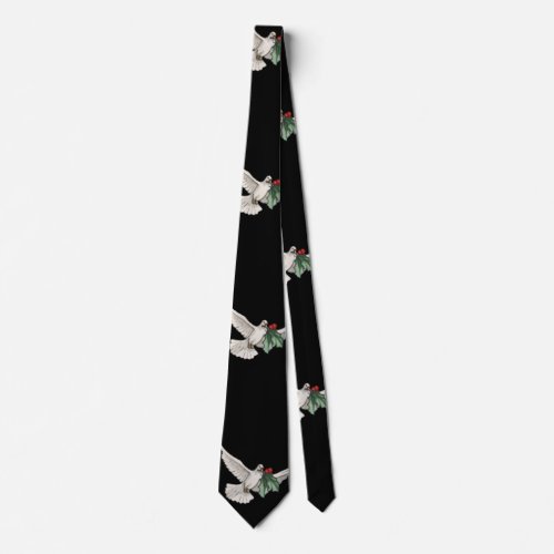 Vintage Christmas Pattern White Dove for Peace Tie