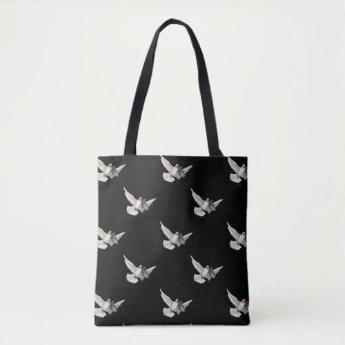 Vintage Christmas Pattern White Dove for Peace Tote Bag