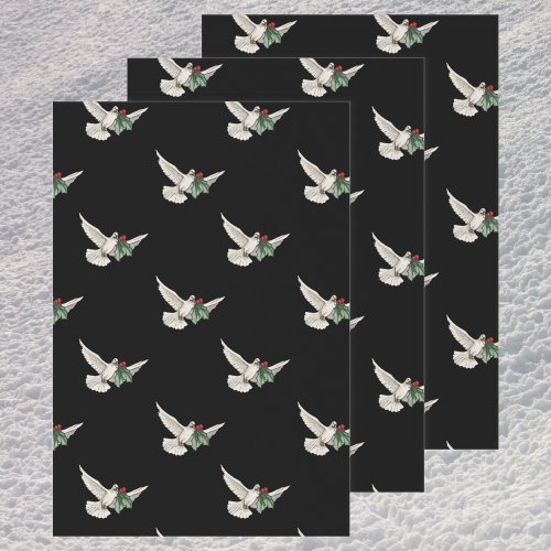 Vintage Christmas Pattern White Dove for Peace Wrapping Paper Sheets