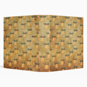 Vintage Christmas Pattern With Bells 3 Ring Binder