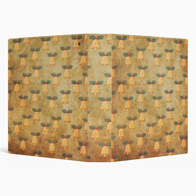 Vintage Christmas Pattern With Bells 3 Ring Binder (Background)