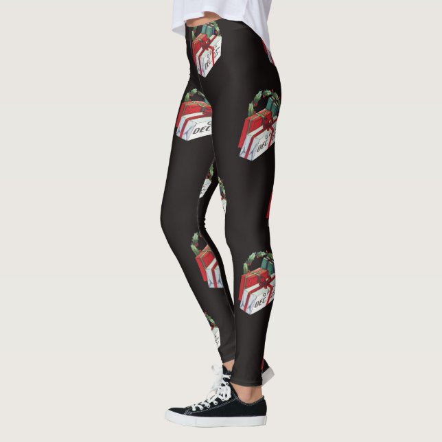 Vintage Christmas Pattern with Wrapped Presents Leggings (Left)