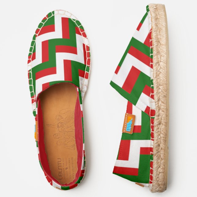 vintage christmas pattern zigzag mod  espadrilles (Side)