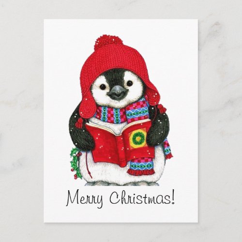 Vintage Christmas Penguin  Holiday Postcard