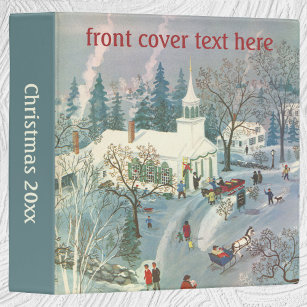 Vintage Christmas, People Going to Church in Snow 3 Ring Binder