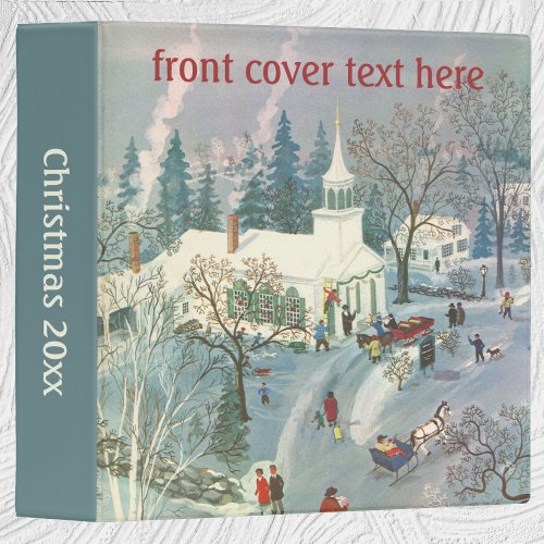 Vintage Christmas People Going to Church in Snow 3 Ring Binder