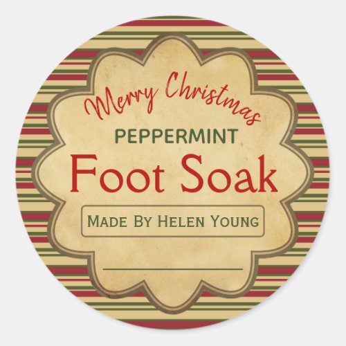 Vintage Christmas Peppermint Foot Bath Soak Labels