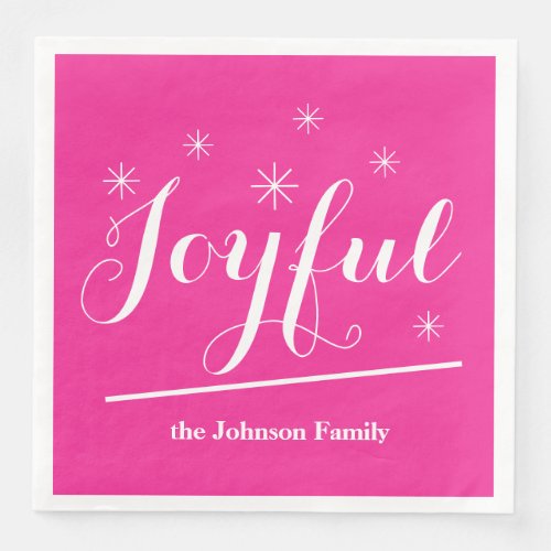   Vintage Christmas Personalized Family Cute Pink  Paper Dinner Napkins