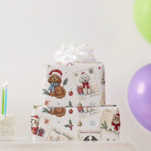 Vintage Christmas Pet Wrapping Paper Dog Gift
