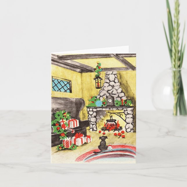 Vintage Christmas Pets Card (Front)