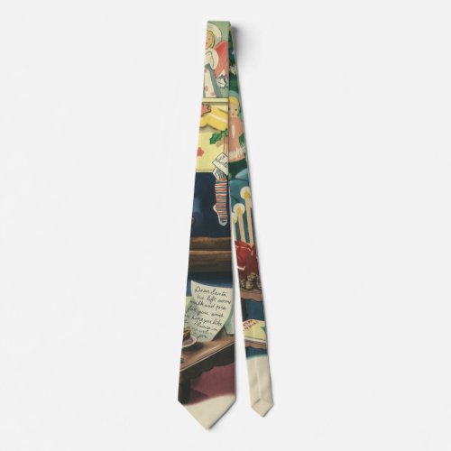 Vintage Christmas Pets in the Living Room Tie