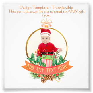 Vintage Christmas PHOTO Bauble Custom Template