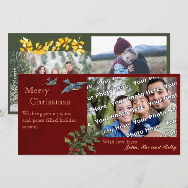 Vintage Christmas Photocard Holiday Card (Front/Back)