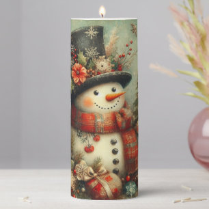 Vintage Christmas Pillar Candle