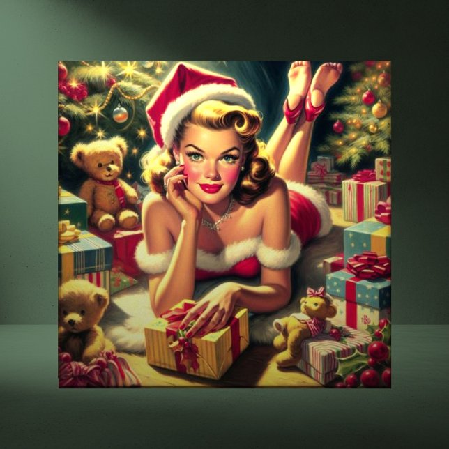 Vintage Christmas Pin up Ceramic Tile (Creator Uploaded)