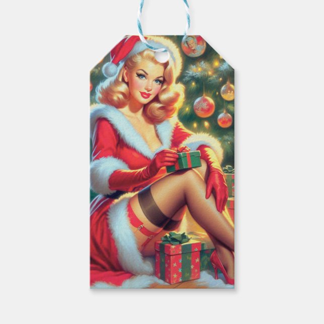 Vintage Christmas Pin Up Gift Tags (Front)