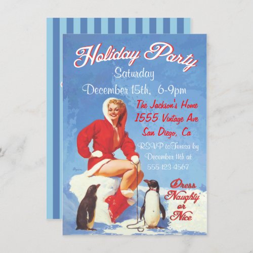 Vintage Christmas Pin Up Holiday Party Invitations