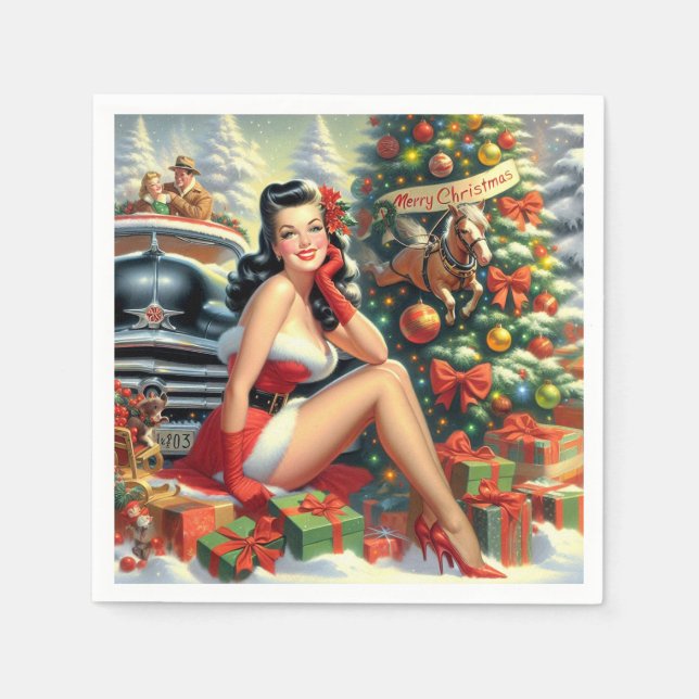 Vintage Christmas Pin up Napkins (Front)