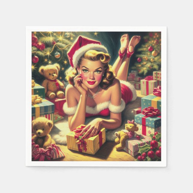 Vintage Christmas Pin up Napkins (Front)