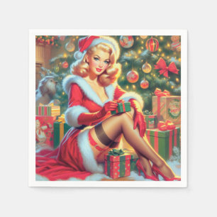 Vintage Christmas Pin Up Napkins