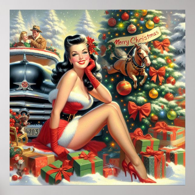 Vintage Christmas Pin up Poster (Front)