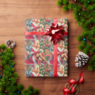 Vintage Christmas Pin Up Wrapping Paper