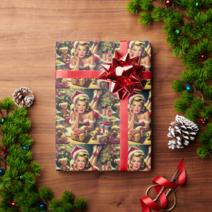 Vintage Christmas Pin up Wrapping Paper