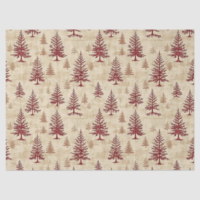 Vintage Christmas Pine Tree Pattern (4) Tissue Paper (Front)