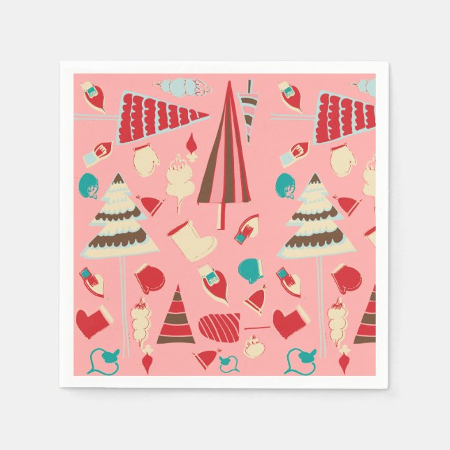 Vintage Christmas Pink Napkins (Front)
